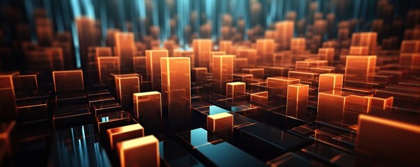 Fototapeta premium Abstract digital background. Can be used for technological processes, neural networks and AI, digital storages, sound and graphic forms, science, education, etc.