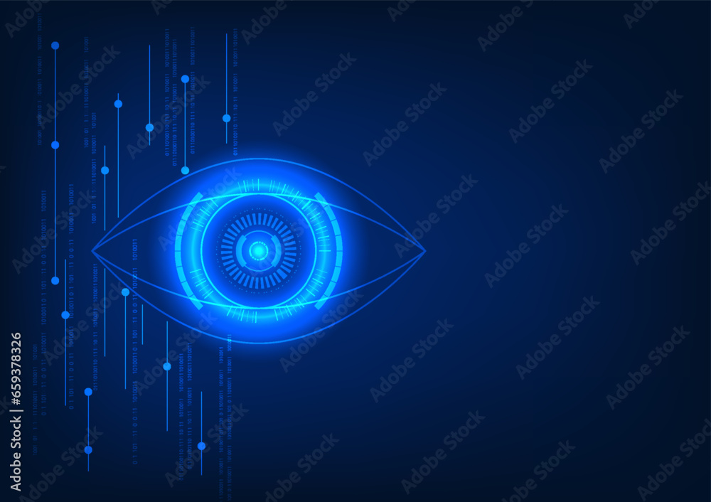 Poster iris scanning technology with technology elements and numerical code media technology security syste