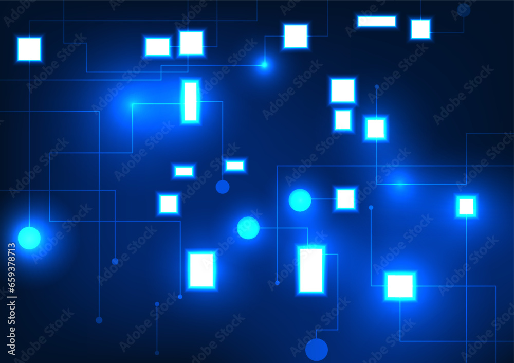Poster circuit board technology abstract background circuit board lines connected to an electronic system t