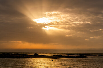Sunset over the ocean at Rhosneigr, Isle of Anglesey