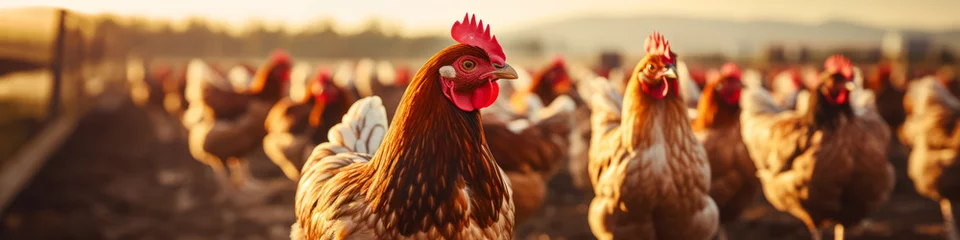 Foto op Plexiglas rooster and chickens outdoor © sam richter