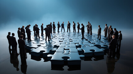 Business people working together, Jigsaw Puzzles represent businessmen work together to find solution