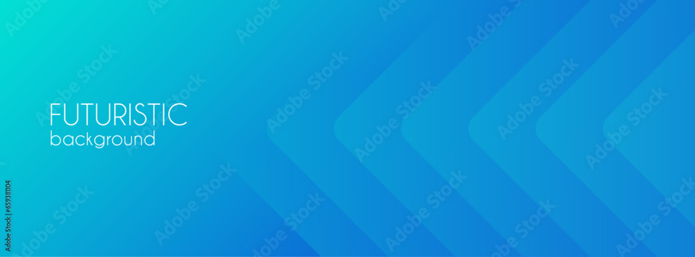 Sticker blue gradient arrows abstract vector long banner. minimal creative business background with copy spa