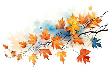 A beautiful watercolor painting of autumn leaves, ideal for capturing the essence of fall. Generative AI
