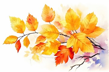 A beautiful watercolor painting of autumn leaves, ideal for capturing the essence of fall. Generative AI