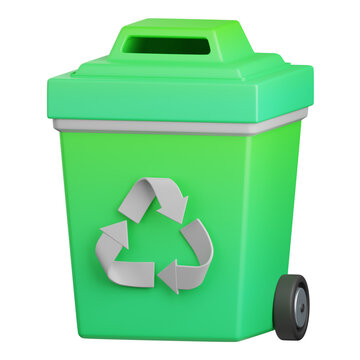3d rendering recycle bin isolated useful for ecology, energy, eco, green, recycling and technology