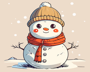 snowman with a broom and a bucket