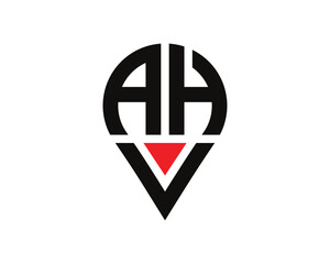 Location shape AHV letter logo design. AHV location logo simple design.