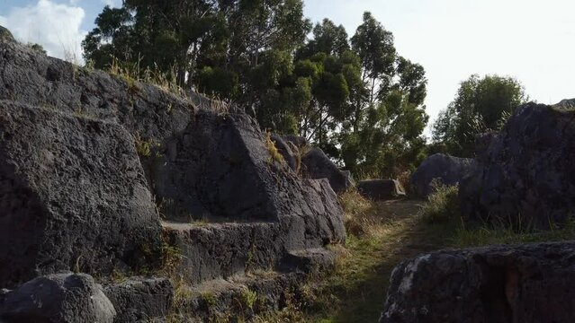 A Comforting View of Cusilluchayoc El Templo de Los Monos in Cusco District, Peru - Pan Left