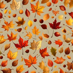 Obraz premium autumn leaves seamless pattern