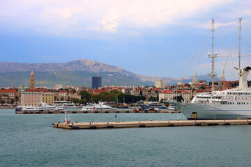 Historical city centre of Split, Croatia. Beautiful view of the promenade.