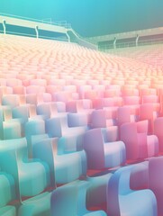 Obraz premium The stands of the stadium are filled with rows of chairs, each one a symbol of hope and anticipation as the crowd eagerly awaits the start of the game