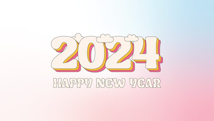 happy New Year 2024 vector design free download 