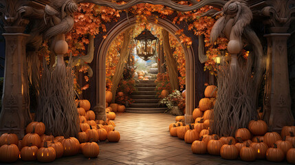 Fototapeta premium Pumpkin-Covered Archway