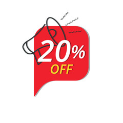 Super discount banner, Vector illustration of red discount banner for stores, up to 20% off promotion.