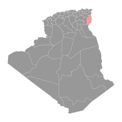 Tebessa province map, administrative division of Algeria.
