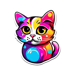 cute cats with colorful colors AI-Generated