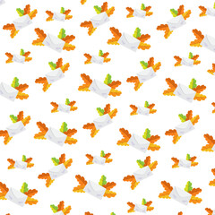 Autumn envelop and autumn leaves seamless pattern vector illustration for thanksgiving