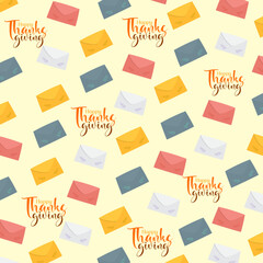 Autumn envelop seamless pattern vector illustration for thanksgiving