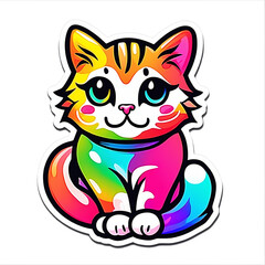 cute cats with colorful colors AI-Generated