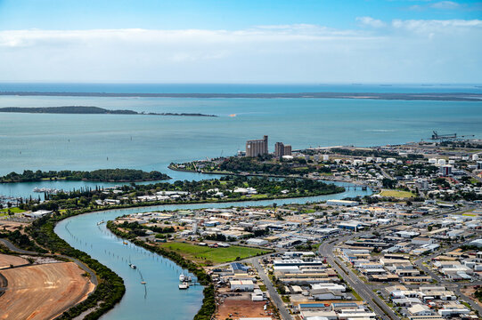Aerial view of Gladstone harbour, QLD
