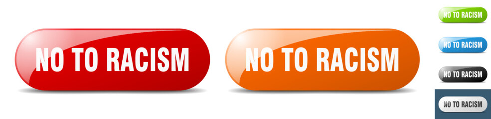 no to racism button. key. sign. push button set