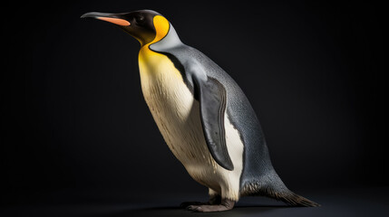 Graceful emperor penguin on black background
