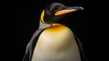Naklejka premium Graceful emperor penguin on black background
