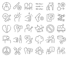Violence line icons collection. Thin outline icons pack. Vector illustration eps10
