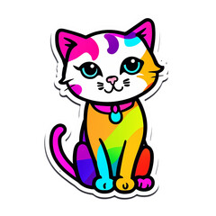 cute cats with colorful colors AI-Generated