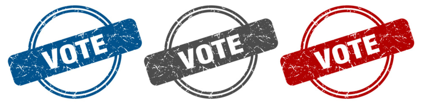 vote stamp. vote sign. vote label set
