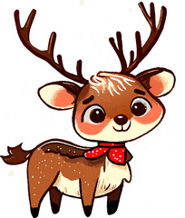 christmas reindeer with ribbon