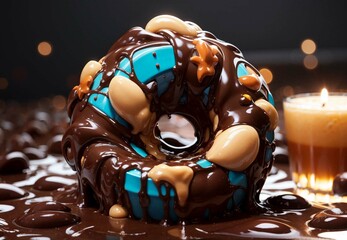 chocolate cake with chocolate and caramel