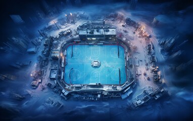 Overhead View of an Ice Hockey Arena - obrazy, fototapety, plakaty