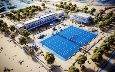 Top-Down View of Beach Volleyball Ground