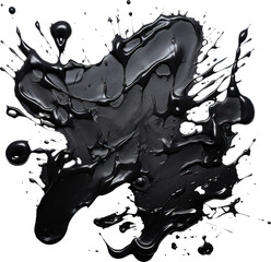Black ink splash. Liquid acrylic paint stains