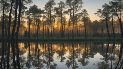 Obraz premium sunrise over lake