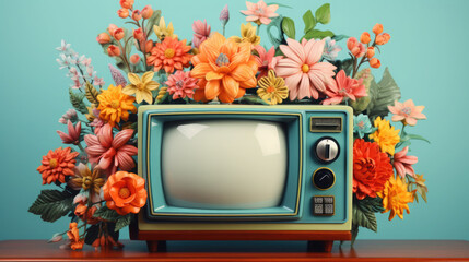 World Television Day concept. Old TV on retro style.