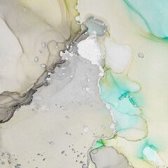 Alcohol Ink Painting. Oil Light Ancient Design.