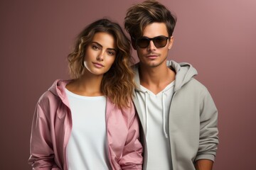 Trendy couple in casual chic clothing, exuding urban coolness, Generative AI