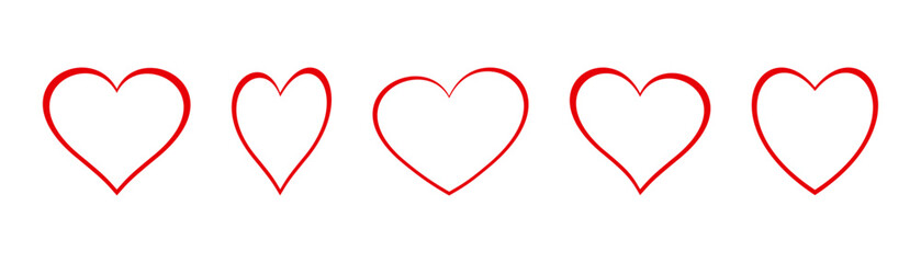 Set of hearts icon, heart drawn hand - stock vector
