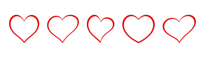 Set of hearts icon, heart drawn hand - stock vector