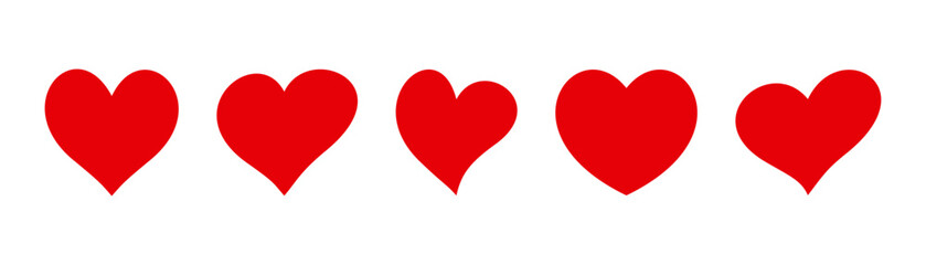 Set of hearts icon, heart drawn hand - stock vector