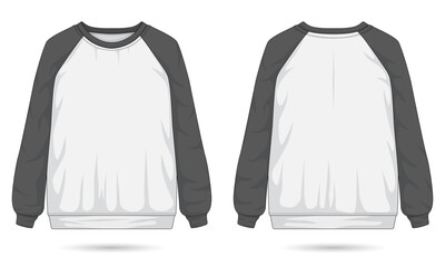 Raglan sleeve sweatshirt template front and back view