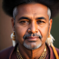Portrait of a Sadhu (holy man) in Kolkata, West Bengal, India