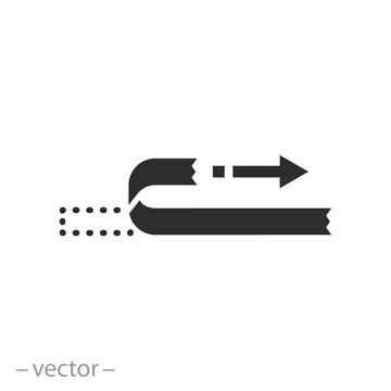 pulling and open here icon, remove the protective tape, scotch or sticky tape, flat symbol on white background - vector illustration