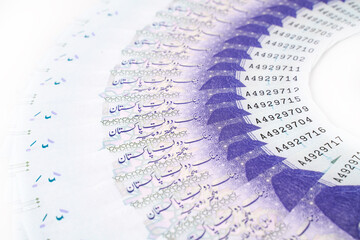 Pakistani 75 rupees bank notes money background	
 - obrazy, fototapety, plakaty