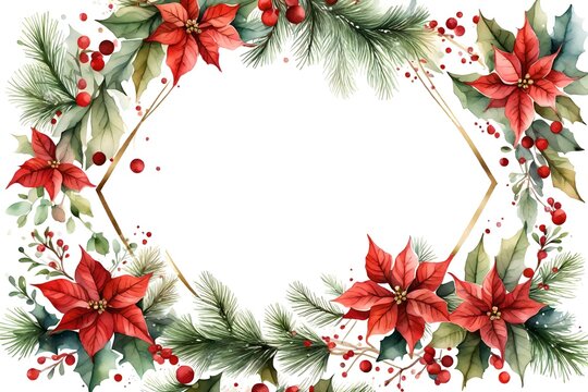 christmas frame with holly, Generative AI