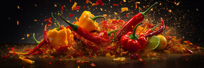 Product photography of hot chilli, chilly, foods, mock up - obrazy, fototapety, plakaty
