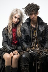 Couple in edgy and alternative fashion, expressing their unique subculture, Generative AI